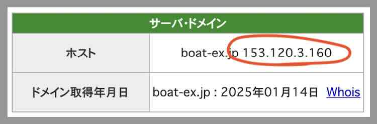 勝舟エクスプレスのIPアドレス